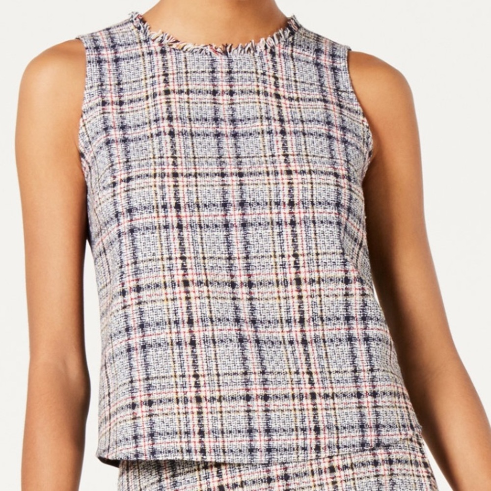 Bar III Sleeveless Tweed Top